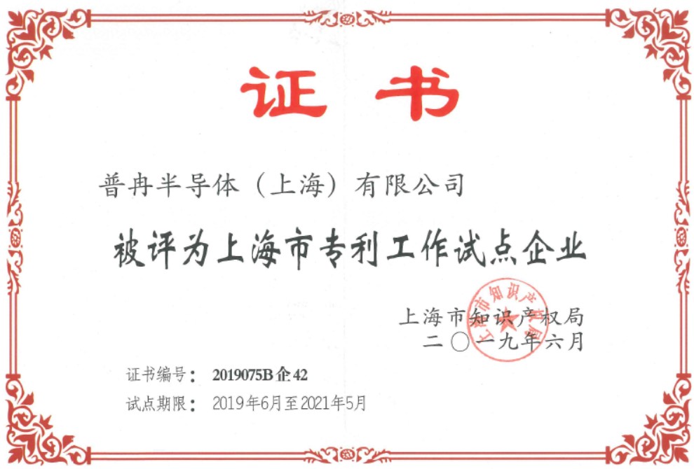 2019 Shanghai Patent Work Pilot Enterprises